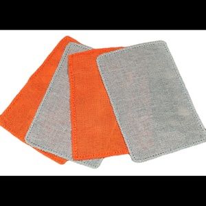 Orange and blue burlap placemats set of 4